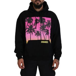 Dsquared² Black Cotton Hooded Printed Men Pullover Men's Sweater